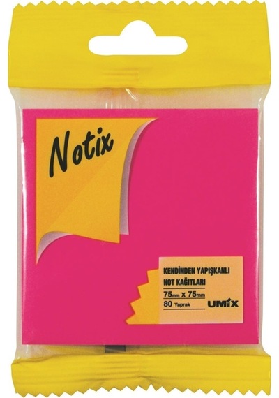 Yapışkanlı Not Kağıdı 80 Yp 75x75 Asmalı Fosforlu Pembe N-np-7575-fp