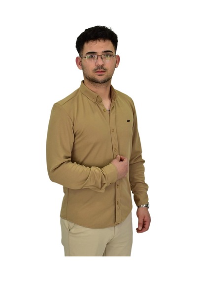 Erkek Likralı Spor Silim Fit Gömlek Bgl-st04332 Camel