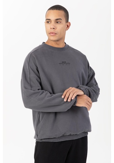 Maraton Sportswear Oversize Erkek Bisiklet Yaka Uzun Kol Basic Antrasit Sweatshirt 21822-antrasit