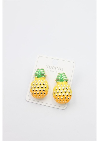 Mineli Ananas Küpe - Altın çok renkli