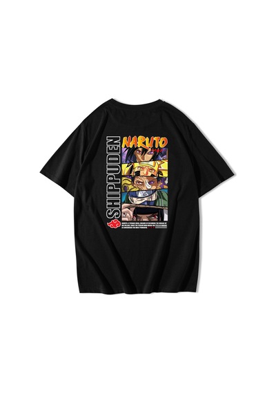Brz Collection Unisex Oversize Naruto: Shippuden T-shirt Siyah