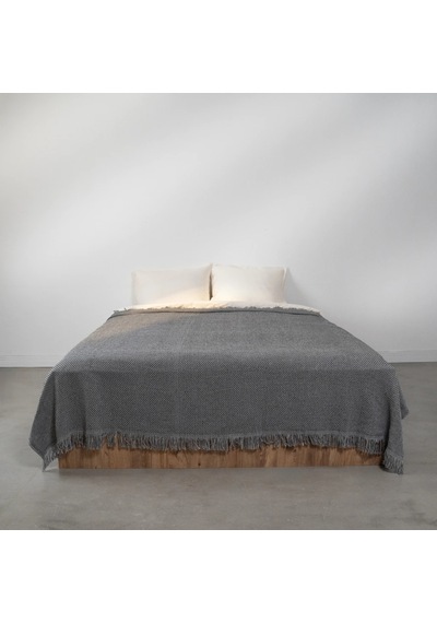 Curly Çift Kişilik Battaniye Siyah Gri 200x220 Cm Diğer