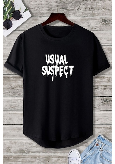 Uyguntarz Unisex Suspect Tasarım Tshirt Siyah