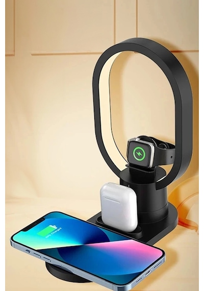Thentech 3 Ü 1 Arada Kablosuz Şarj İstasyonu Isınma Engelleyici Akıllı Saat Kulaklık Telefon Şarj İstasyonu