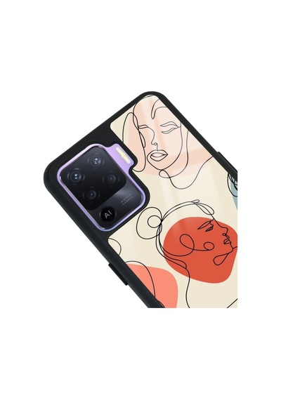 Oppo Reno 5 Lite Nude Maske Tasarımlı Glossy Telefon Kılıfı Siyah