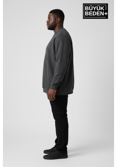 Süperlife Erkek Büyük Beden Bisiklet Yaka Kollar Ve Etek Ribanalı İnce Sweatshirt Spr26bsw956 Antrasit Süperlife Erkek Büyük Beden Bisiklet Yaka Kollar Ve Etek Ribanalı İnce Sweatshirt Spr26bsw956 Antrasit