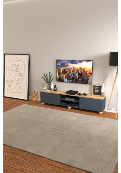 B3 Concept Nort Serisi Antrasit & Safir Meşe 2 Kapaklı Tv Ünitesi