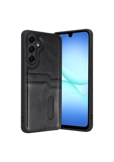 Samsung Galaxy A57 5g Sara Kartvizitli Deri Kılıf - Siyah renkli