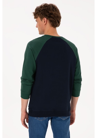 U.S. Polo Assn. Erkek Bisiklet Yaka Regular Fit Koyu Yeşil İnce Sweatshirt 50315420-VR079