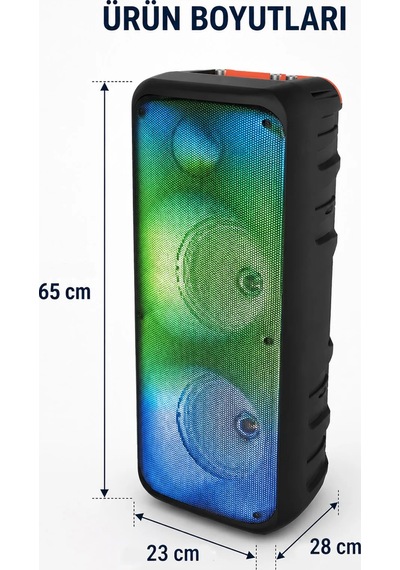 Diğer - Siyah - Blic Bls-49 16w Rgb Bluetooth Mikrofonlu Kumandalı Kareoke Kablosuz Hoparlör