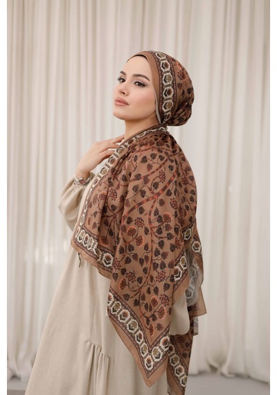 Mimiyum Alya Desen Soft Şal Karamel
