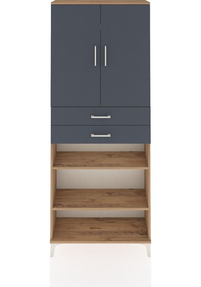 Arges Dolap 5 Raflı 2 Çekmeceli 2 Kapaklı 88x30x221 Çam-antrasit Atlas Çam