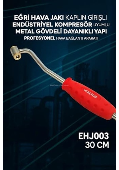 Tr Eğri Hava Jakı, Kaplin Girişli, Endüstriyel, Kompresör Uyumlu, Metal Gövdeli, Dayanıklı Yapı, Profesyonel, H