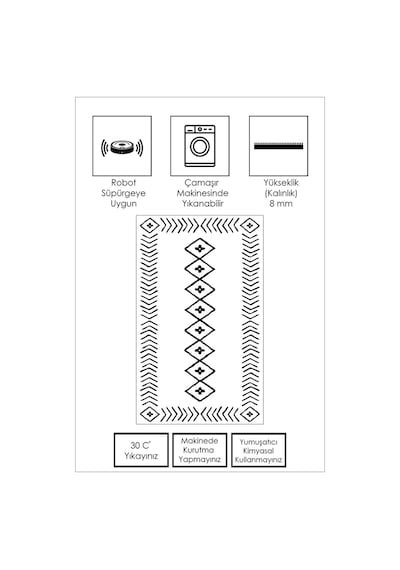 West Home Dijital Baskı Yıkanabilir Kaymaz Taban Salon Halısı Mutfak Halısı Yolluk Ve Banyo Paspası Wh 375 White