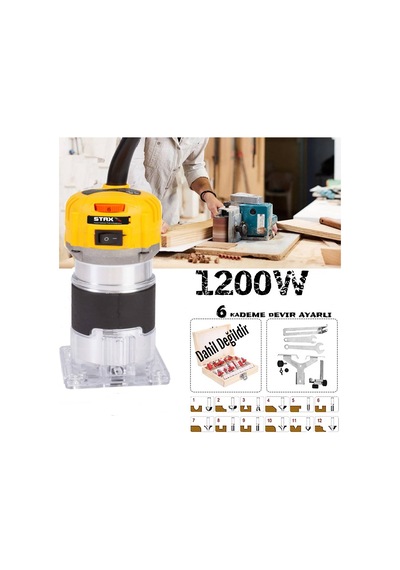 Staxx Pro Devir Ayarlı 1200W Formika Traşlama Freze Makinesi 6Mm