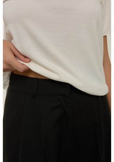 Hiccup Wide Leg Pileli Pantolon Siyah