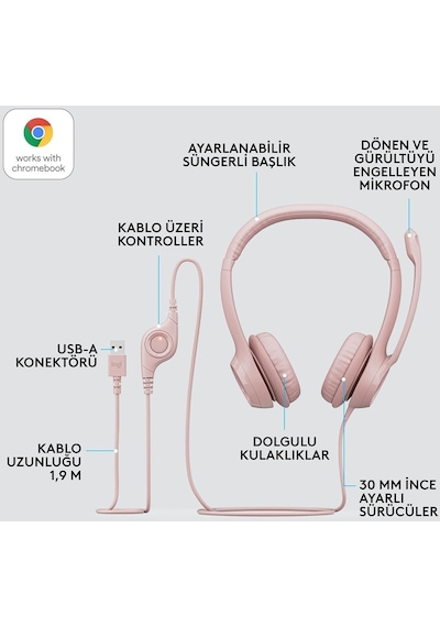 Logitech H390 Kablolu Kulak Üstü Mikrofonlu Kulaklık