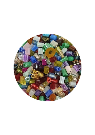Kesme Cam Boncuk 2mm - 60 Gram - Karışık Renkli - Bnc357