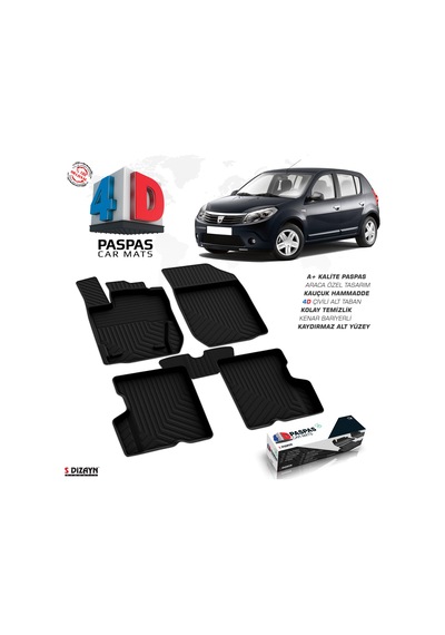 S-dizayn Dacia Sandero 4d Havuzlu Paspas 2008-2013 A+kalite