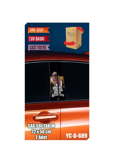 Araç Kapı Direk Kaplama Folyosu Gta San Andreas Desenli Sağ Sol Takım 2 Adet - 22x50 Cm Görsel - 785710656