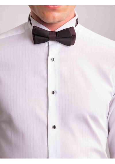 Dufy Beyaz Erkek Slim Fit Çizgili Ata Yaka Uzun Kol Gömlek - 58623-beyaz Beyaz
