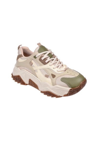 Sms Kadın Spor Ayakkabı Sneaker Sms-65137 Bej Yeşil Bej - Yeşil