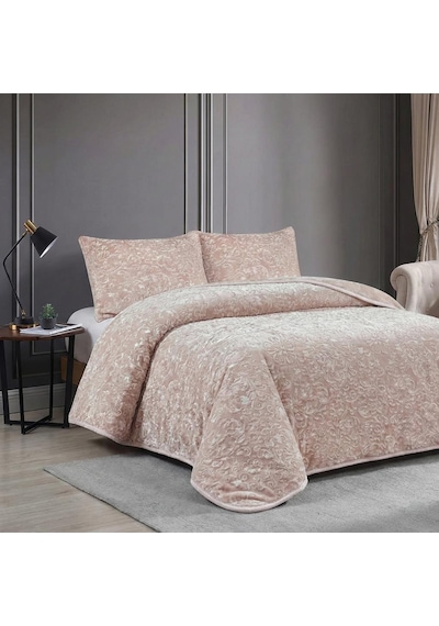 Soft Battaniye Çift Kişilik 220 X 240 Gül Kurusu Yastık Kılıfı Hediyeli Gül Kurusu