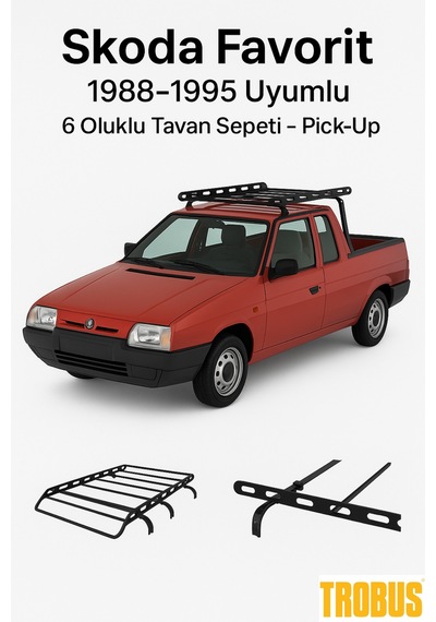 Skoda Favorit 1988-1995 Uyumlu 6 Oluklu Tavan Sepeti Pick-up
