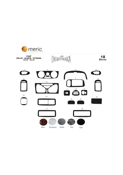 Meriç® Fiat Palio/Albea/Strada Ön Torpido Kaplama 18 P. 2002-2005 (530156255)