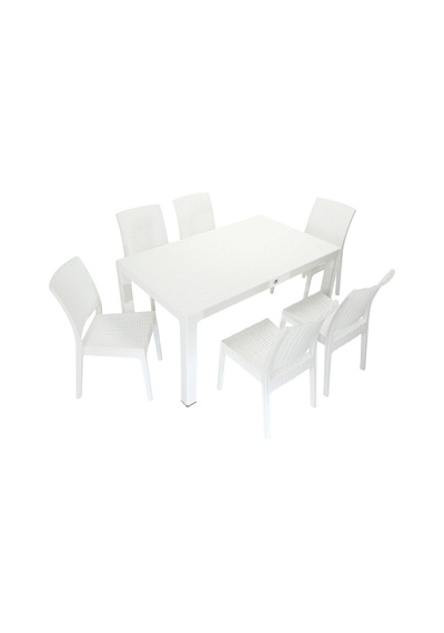 Mandella Elit Rattan 90x150 Elit Sandalye Masa Takımı Beyaz Diğer