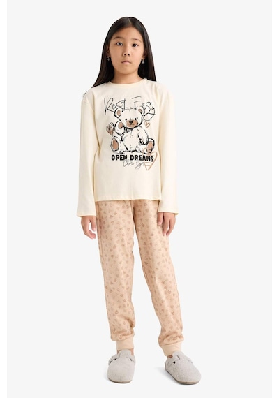 Defacto Kız Çocuk Regular Fit 2li Pijama Takımı Baskılı Uzun Kollu Üst Desenli Uzun Alt F6216a825wner103 Ekru Defacto Kız Çocuk Regular Fit 2li Pijama Takımı Baskılı Uzun Kollu Üst Desenli Uzun Alt F6216a825wner103 Ekru