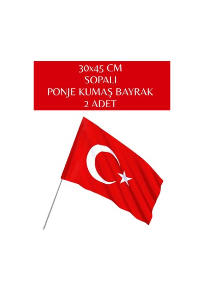 30x45 Cm Sopalı Ponje Kumaş Bayrak 2 Adet