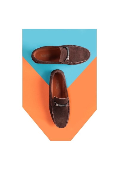 Halb Hakiki Deri Erkek Günlük Ayakkabı, Loafer Ayakkabı, Hafif Ayakkabı, Tokalı Loafer, Süet Loafer