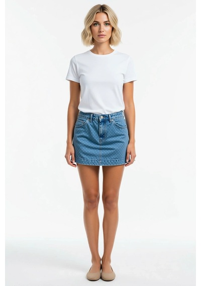 Benerly Kadın Mini Şort Denim Normal Bel Düz Desen Rigid Dokuma Ekstra Kı mavi