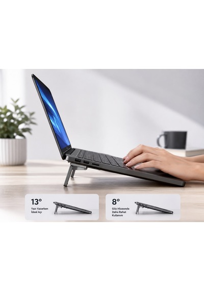 Katlanabilir Yükseltici Laptop Standı Gri