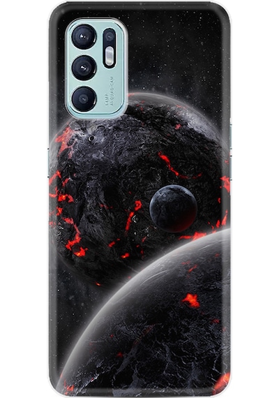 Oppo Reno 6 Kılıf Resimli Desenli Silikon Platinium Series Kara Dünya 1902