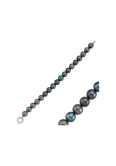 10,5 Mm Siyah İnci Bileklik 18 Cm / Beyaz Beyaz Beyaz Altın