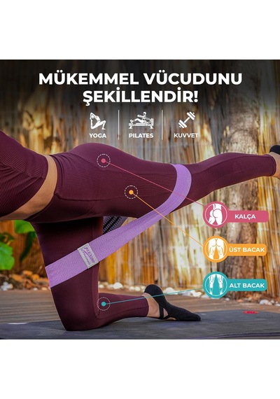 Fitness Direnç Bandı 4 Lü Set Kaydırmaz Özellikli Kumaş Egzersiz Bandı - Direnç Lastiği Çok Renkli