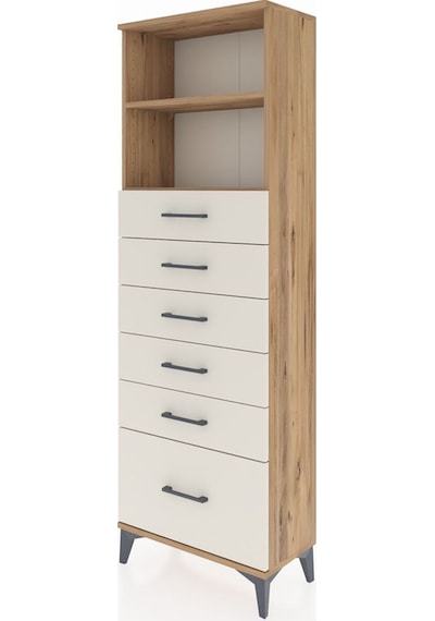 Arges Dolap 2 Raflı 6 Çekmeceli 60x30x182 Çam-aytaşı Atlas Çam