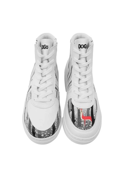 Kadın Vegan Deri Beyaz High Sneakers - You're The Colour Of My Life Tasarım Çok Renkli