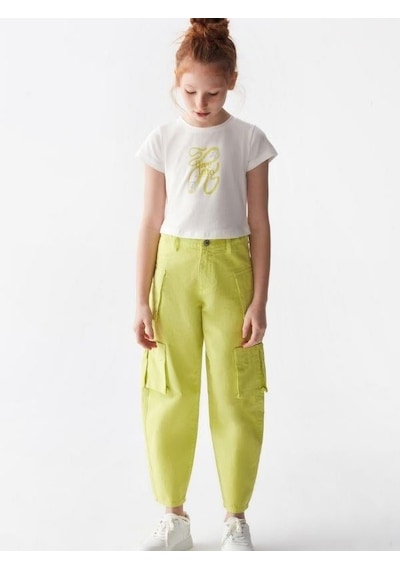 Nk Kids Kız Çocuk Kargo Cepli Pantolon-13837-neon Yeşil Neon Yeşil