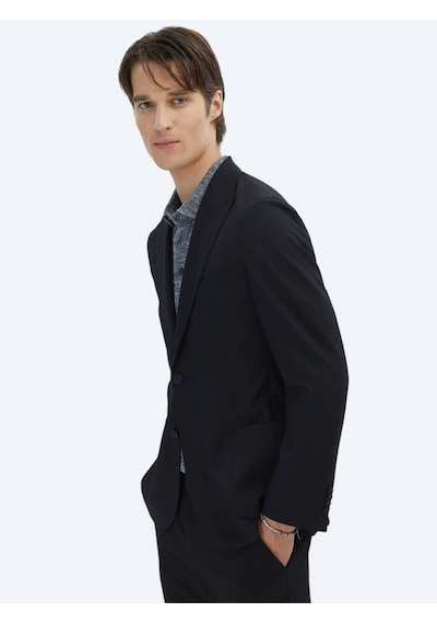 Kip Siyah Desenli Modern Fit Ceket Siyah