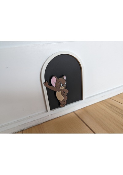 3d Baskı Kedi Ve Fare Figürlü Dekoratif Duvar Deliği Süsü Çocuk Odası Duvar Dekoru