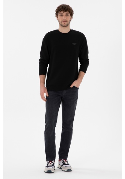 U.S. Polo Assn. Erkek Comfort Fit Bisiklet Yaka Siyah Sweatshirt 50290777-VR046