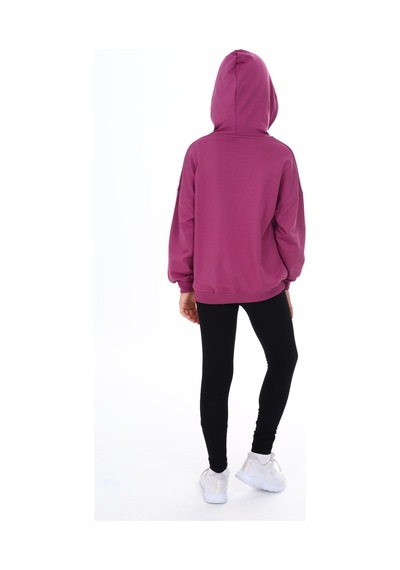 Toontoy Kids Toontoy Kız Çocuk 2'li Takım Baskılı Kapüşonlu Düşük Omuz Cepli Sweatshirt & Basic Düz Tayt Mürdüm Toontoy Kids Toontoy Kız Çocuk 2'li Takım Baskılı Kapüşonlu Düşük Omuz Cepli Sweatshirt & Basic Düz Tayt Mürdüm
