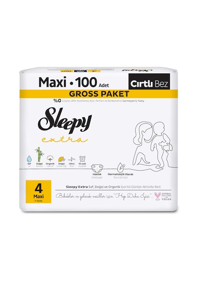 Sleepy Extra Günlük Aktivite Gross Paket Bebek Bezi 4 Numara Maxi 100 Adet