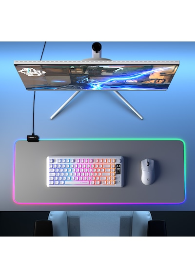 Rampage Rm-k87 Zeron Beyaz Kablosuz Rgb Oyuncu Klavyesi 2.4g + Bluetooth 75% Q Türkçe Gaming Klavye