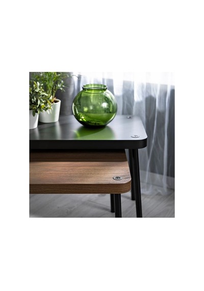Ikea Sonhult Sehpa Seti, Gri-ceviz Görünüm, 2 Parça