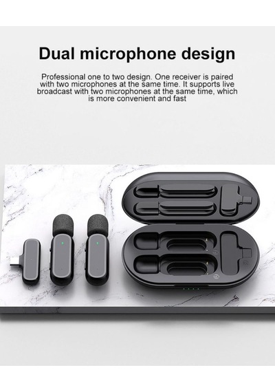K60/k61 Kablosuz Yaka Mikrofonu Şarj Kutulu 2.4ghz Gürültü Azaltmalı Mini Mikrofon Apple Uyumlu iPhone & Andr