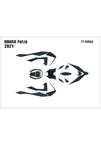 Forza 250 2021- 15 Parça Tank Pad Grenaj Kaplama Siyah 16396856